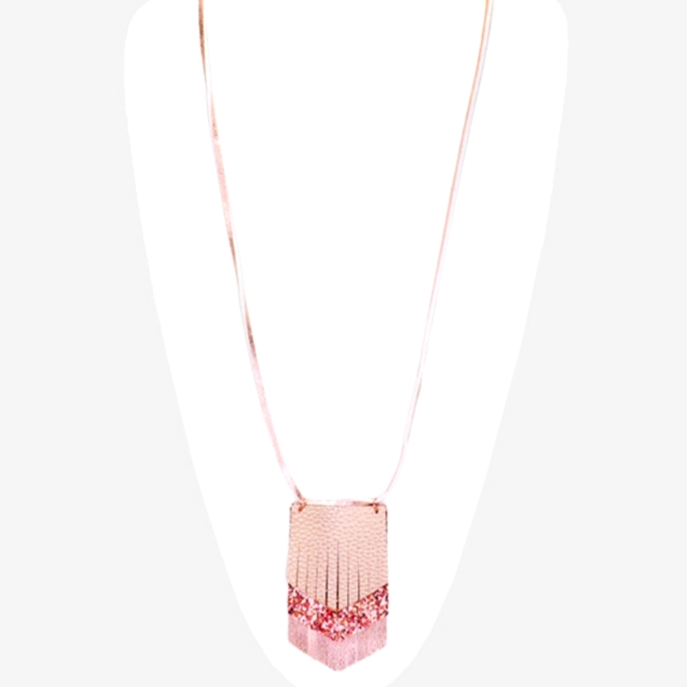 Rose Gold Leather Pendant Necklace